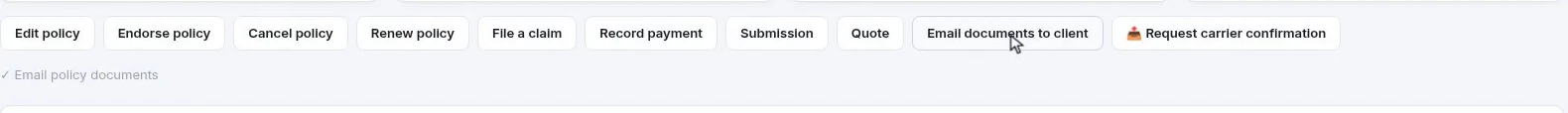 The action bar after the click, with a tick and the workflow's name confirming it ran