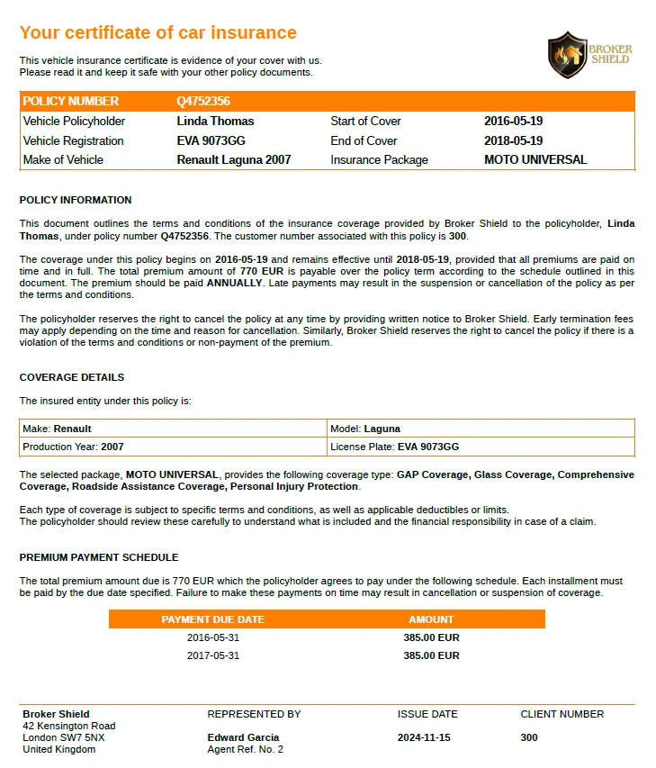 car policy document