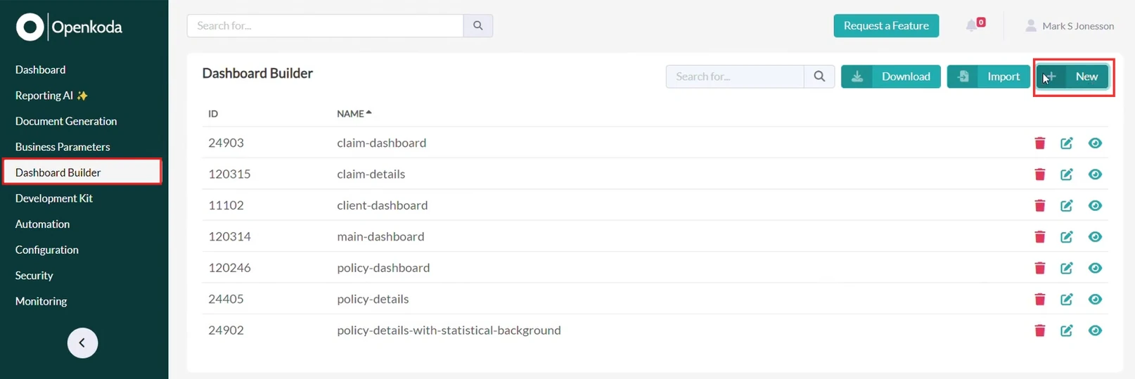 insurance dashboard