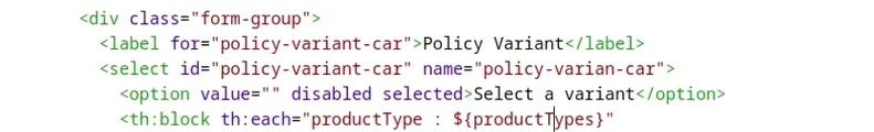 embedded insurance form for car insurance
