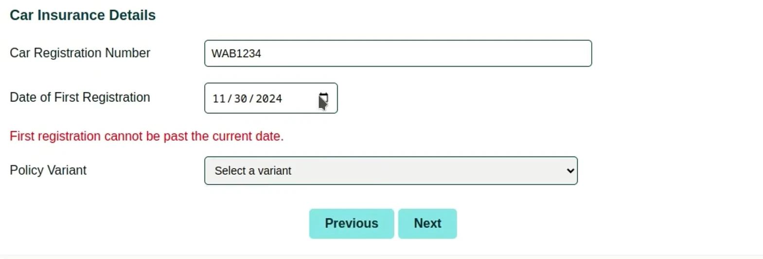 embedded insurance form for car insurance