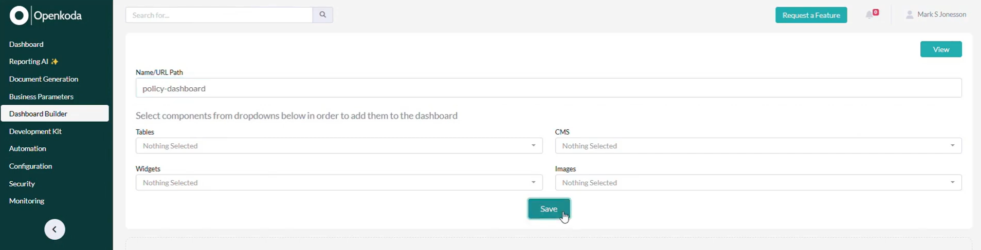 custom policy dashboard