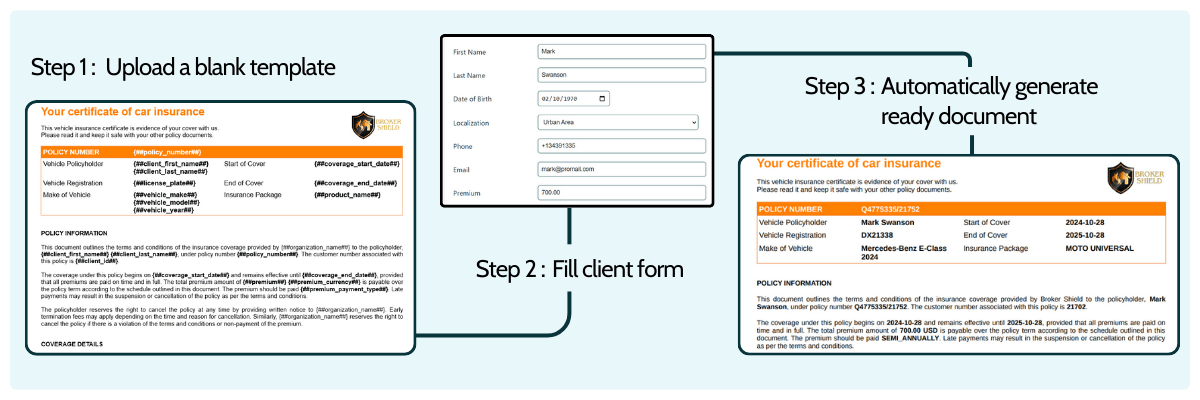 insurance document generation